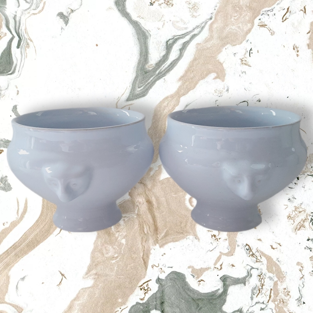 🍒 2x EMILE HENRY Lion's Head French Onion Soup White Ceramic Bowl Set Classic